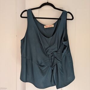 Marni Teal ruffled camisole